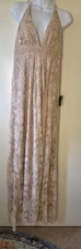 New Lulus Sz L Maxi Dress Blush Pink Babydoll Lace Prom Fairy Ethereal Romantic 