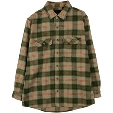 Used FIELD and STREAM long-sleeved heavy flannel check shirt men's size M eq...