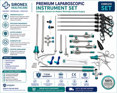 16PC Laparoscopic Surgery Set SS High Quality Reusable Endoscopy Instruments 5mm