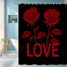 Beautiful Red Roses Love Shower Curtain for Bathroom Decor