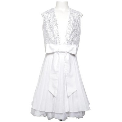 Jones + Jones, Blumenkinderkleid, Größe: 128, Weiß/Silber, Polyamid/Viskose #FgF