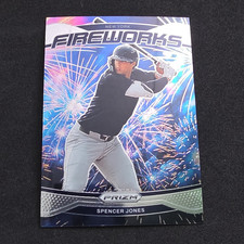 Panini 2025 Prizm Yankees Spencer Jones Fireworks Insert Rookie Card RC #22. rookie card picture