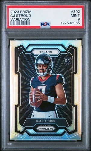 C.J. CJ STROUD 2023 PRIZM VARIATION ROOKIE RC #302 PSA 9 MINT! TEXANS NFL OSU!