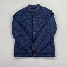 Polo Ralph Lauren Jacket Boys M 10-12 Blue Quilted Snap Front Pockets Insulated