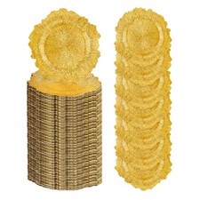 100PCS Bright Gold Charger Plates Bulk- 13in Round Plastic Chargers for Dinne...