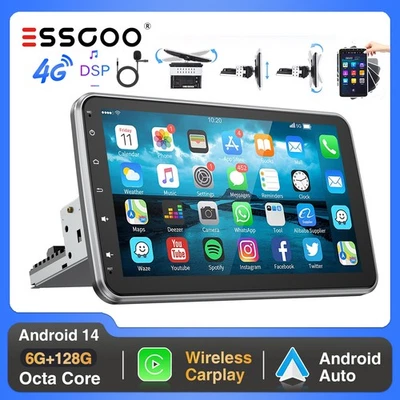 1 DIN Carplay Autoradio 10,1 Zoll Android 13 6+128G GPS 4G drehbarer Bildschirm - Bild 1 von 4