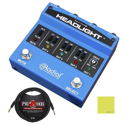Radial Engineering Headlight Four Output Guitar Amp Selector Bundle w/Pig Hog...
