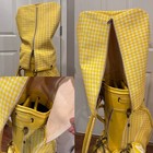 Burton Ladies Golf Bag Yellow Gingham Plaid W/OG Rain Cover Vinyl Leather USA — photo 3