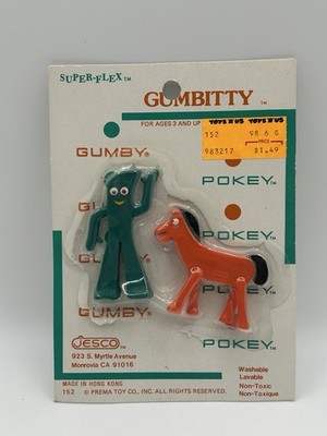 Gumbitty GUMBY AND POKEY figures by Jesco Superflex Prema Toy CO. Damaged Box