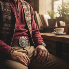 Men Women Belt Buckle Dark Silver Metal Western Aztec Calendar Mayan Biker
