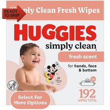 Simply Clean Fresh Scent Baby Wipes, 3 Flip-Top Packs, 192 Count Select for Mor
