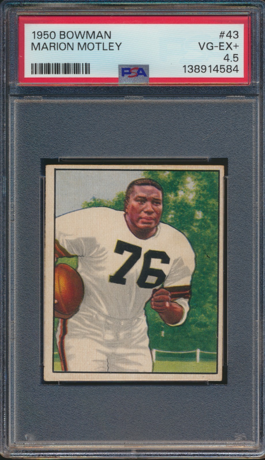 1950 BOWMAN FOOTBALL #43 MARION MOTLEY RC PSA 4.5 VG-EX+ HOF ROOKIE