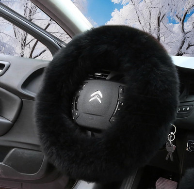 Mehrfarbiger Flauschiger Auto-Lenkradbezug mit winterwarmer Reiner Wolle, modisc