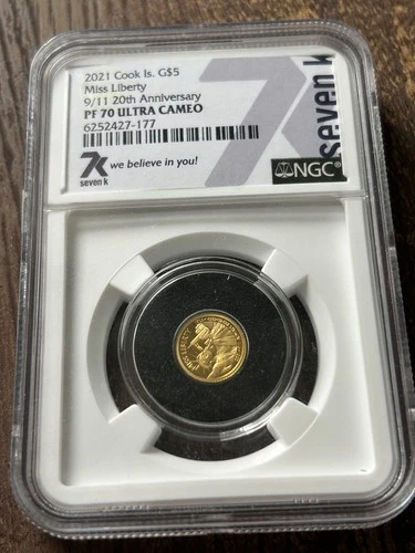 2021 Cook Islands G$5 Miss Liberty 9/11 20th Anniversary PF70 Ultra Cameo
