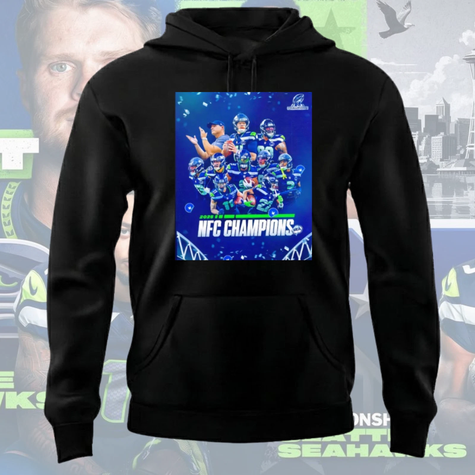 Seahawks 2026 NFC Champions Poster Hoodie