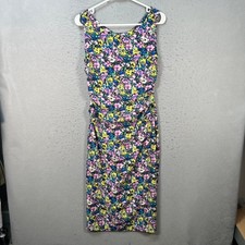 Zara Size Small Floral Ruched Sleeveless Midi Dress Multicolor Polyester Blend