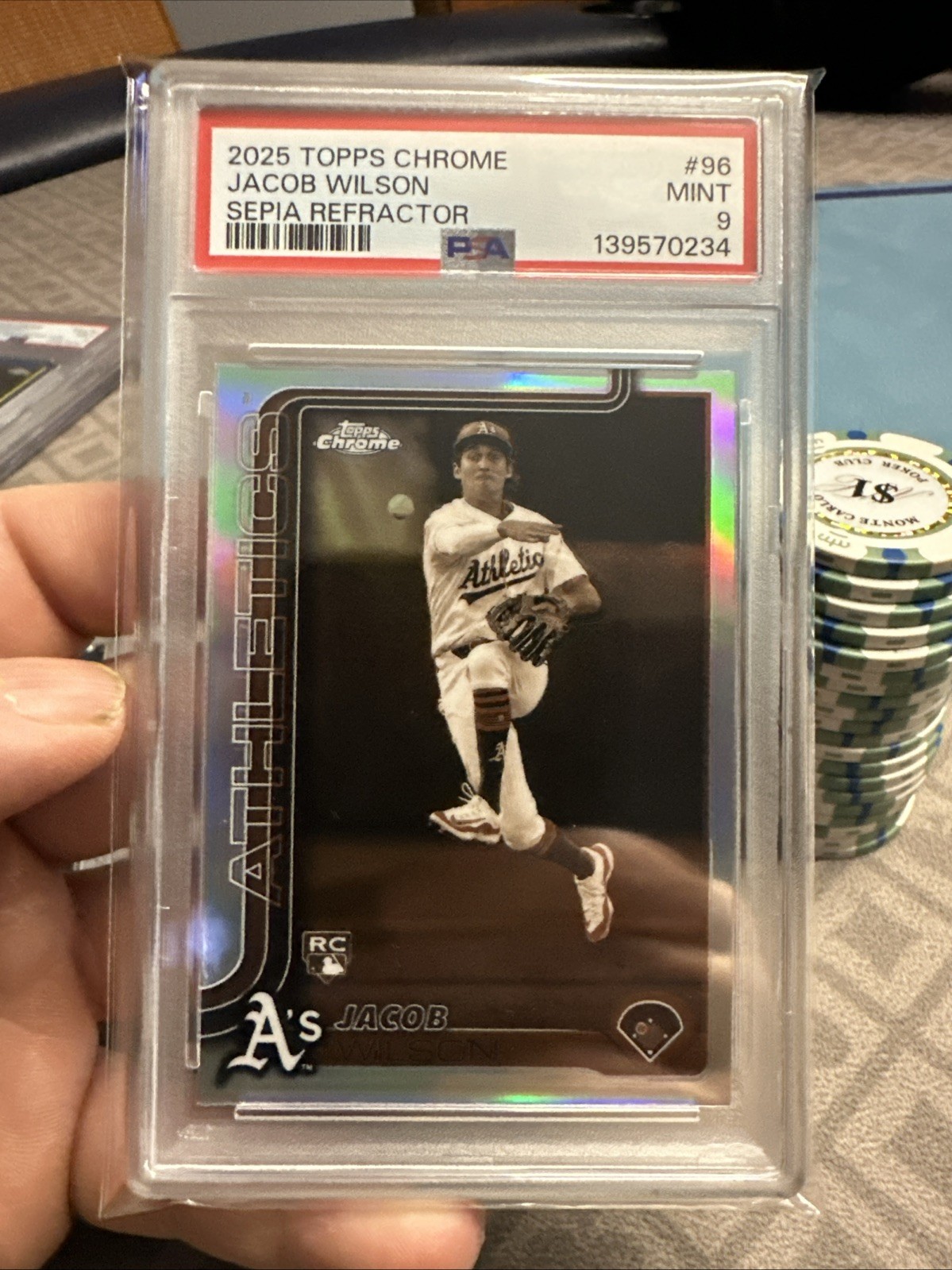 2025 Topps Chrome - Jacob Wilson #96 Sepia Refractor (RC) PSA 9