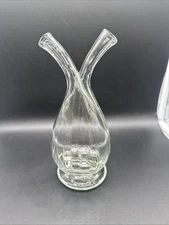 Vintage Intertwined Oil & Vinegar Dispenser Cruet Set Hand Blown Made In France