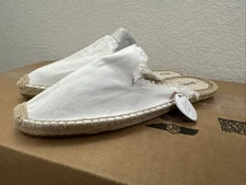 Soludos Womens Round Toe Solid Leather Espadrille Fabric White Size 10