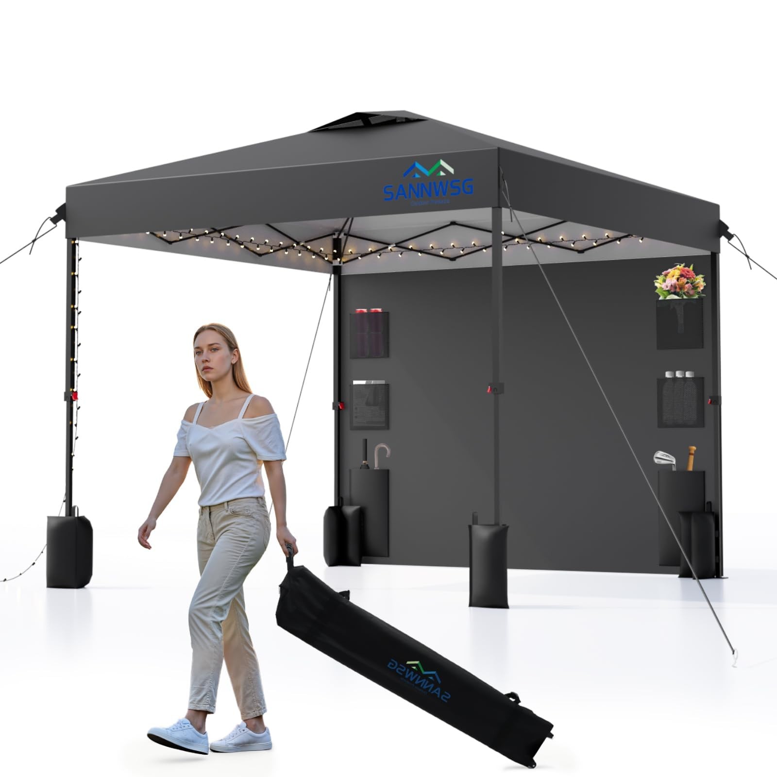 Tent,removable Pockets Sidewall For Extra Storage,easy Up...