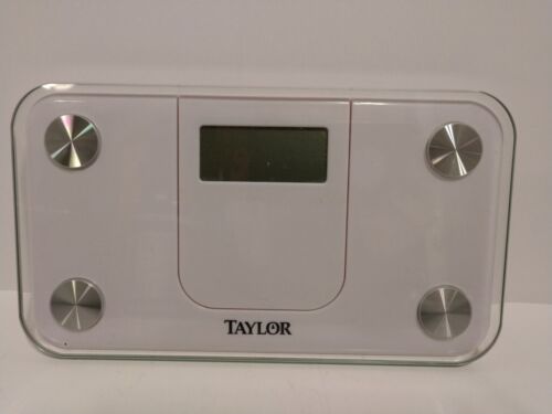 Taylor ~ Spacesaver DIGITAL BATHROOM SCALE ~ Lithium Glass Mini 350lb Compact  - Picture 1 of 4
