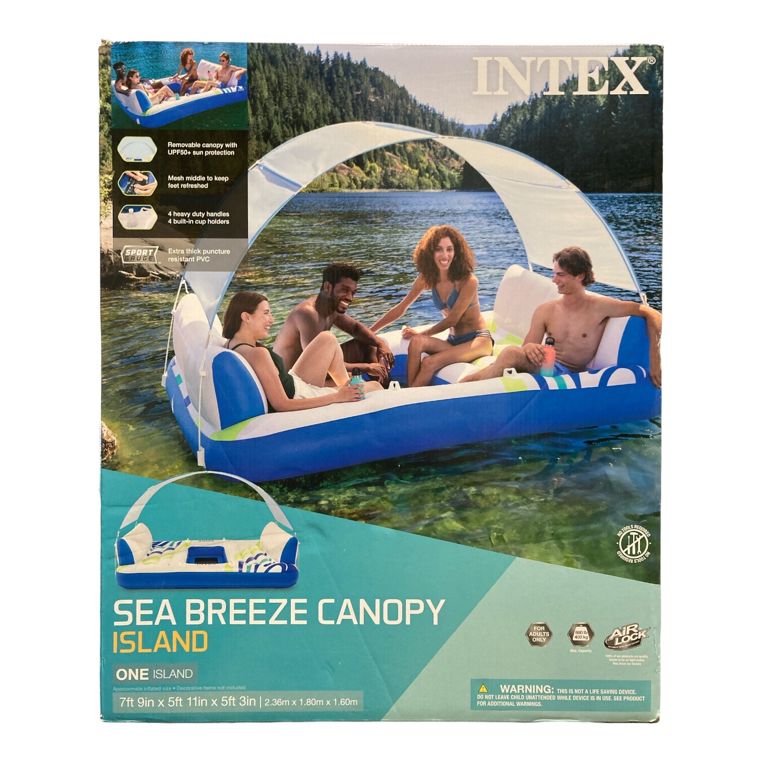 Intex Sea Breeze Island со съемным навесом 4 человека вместимость 880 фунтов 57252С 17090₽