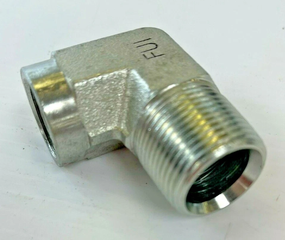 HYDRAULIC MALE TO FEMALE 90° ELBOW 1/2" FNPT X 3/4" MNPT - Image 2 of 3