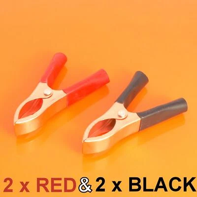 Crocodile Clips 30A 68mm Battery Electrical Wire Cable Insulated Connector 4PCS