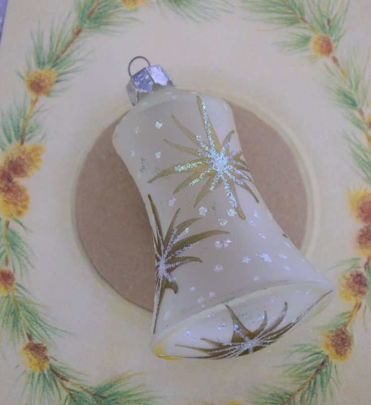 Vintage Frosted Glass Bell Christmas Ornament