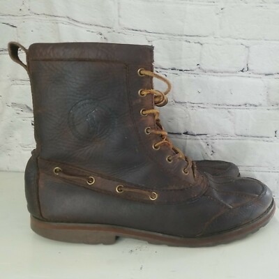 RALPH LAUREN POLO Men's Whitsand Genuine Leather Duck Boots Brown Size 9 D s5