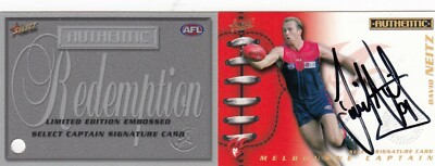 2001 Select AFL Authentic Captain Signature Redemption CS11 David Neitz--#042