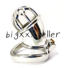Stainless Steel Male Chastity Cage Metal Men's Locking Belt Restraint Device