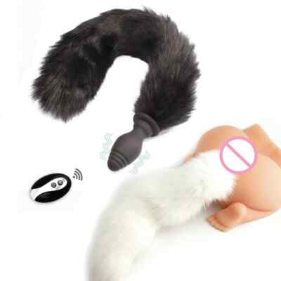 Furry Tail Anal Plug Remote Removable Silicone Dildo Cosplay BDSM Butt  Vibration | eBay