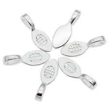 100 Pcs Silver Small Pendant Bails Glue On Flat Pad Bails Earring Bails