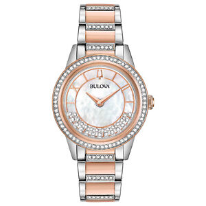 Bulova Women's Quartz Swarovski Crystal Accents Two-Tone 32mm Watch 98L246