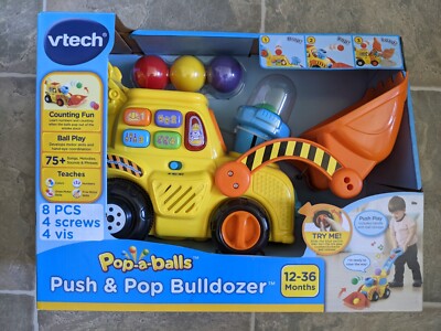 Vtech Pop-a-Balls Push Pop Bulldozer (New In Box) 1-2 yrs