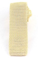 Men's Necktie Manzini Solid Knit Skinny 2"Knitted Wedding Vanilla Cream Neck Tie