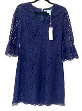 Draper James Navy Blue Bell Sleeve Lace Party Date Night Dress Size 10 NEW 