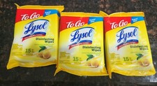 LYSOL Disinfecting Wipes Lemon  Lime Blossom To-Go Flatpack 15 ct - 3 Flatpacks