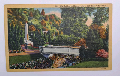 Vintage Postcard- The Bridge in Memory Park, Salt Lake City, UT.