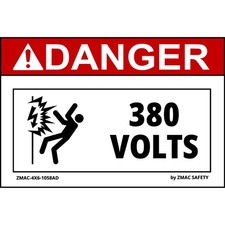 10 Pack 4"X6" Volt Rating 380V Label Sticker Decal #1058