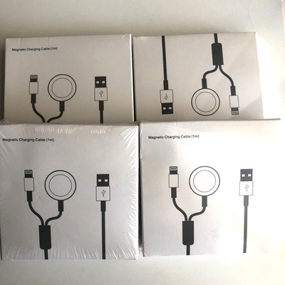 2 in 1 Magnetic Charger USB Cable Apple Watch 12/11/Pro/Max/XS/X/iPad- 4FT-4Pack