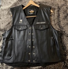 Harley Davidson Black Leather Biker Vest XXL Men  s