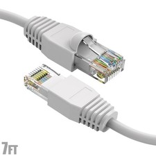 7FT Cat6A RJ45 Network LAN Ethernet Patch Cable UTP Copper Wire Gold 24AWG White