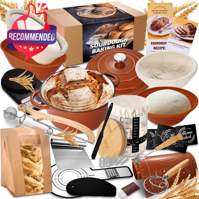 Sourdough Starter Kit With Enamel Cast Iron Pot, Complete Sourdough Bread Baking