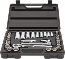 Stanley 34 Piece 38 Drive Chrome Finish Deep Well Socket Set 12 Points 51...