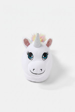Justice Girl Plush 3D Rainbow Unicorn Slippers Size 6-7 Cozy Fun House Shoes NEW