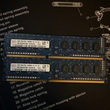 Hynix 4GB 2x2GB 1Rx8 PC-10600U DDR3-1333 Desktop RAM Memory HMT325U6BFR8C-H9