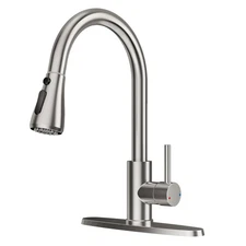 Kitchen Faucets with Pull Down Sprayer, High Arc Stainless Steel Single Handl...