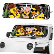 Windshield Sun Shade Compatible with Jeep Jk Jku Jl 16.5" x 52.5" Cowboy Duck